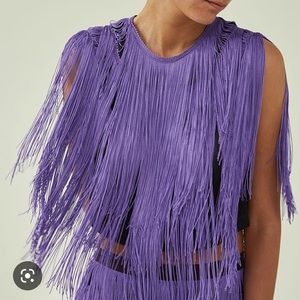 Rachel Comey purple orbit fringe top. Size 2